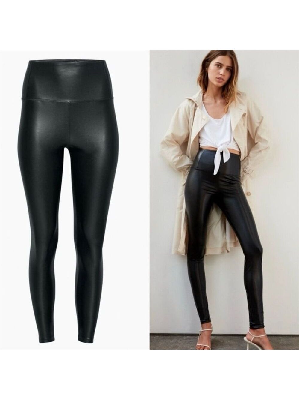 Wilfred Free Women's Black Faux Leather Leggings Size M High-Waisted